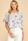 Floral Stripe Textured Top