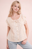 Floral Print Lace Trim Top