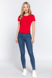 Short Sleeve Double Layer Knit Top