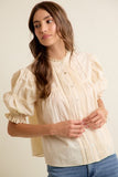 Lace Pintuck Cotton Blouse