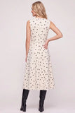 Stretch Polka Dot Suede Midi Dress