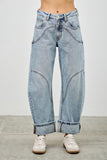 Cuffed Barrel Leg Jeans