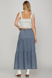 Washed Tiered Denim Skirt
