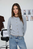 Striped Contrast Trim Knit Cardigan