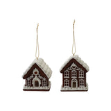 Resin Gingerbread House Ornament W Led Light