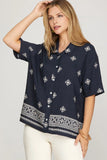 Printed Button Front Shirt