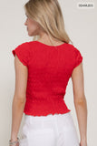 Cap Sleeve Smocked Seamless Top