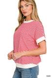 Striped Top with Contrast Trim