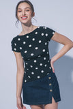 Side Slit Polka Dot Top