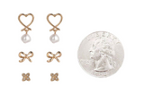 Bow, Heart, Flower Earring Set