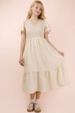 Smocked Ruffle Sleeve Midi Dress