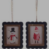 Wood Santa Or Snowman Ornament