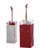 Metal Red/white Tree Embossed Gift Box Hanging