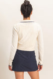 Collared Pointelle Knit Cardigan