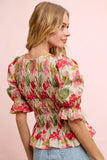 Shirred Floral Top