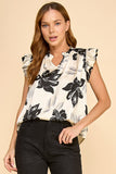 Ruffled Floral V-Neck Top
