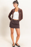 Collared Pointelle Knit Cardigan
