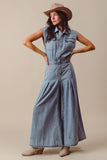 Wide Leg Denim Jumpsuit