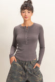 Pigment Dyed Henley Top