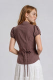 Woven Striped Button Front Blouse