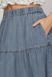 Washed Tiered Denim Skirt