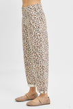 Cuffed Leopard Print Barrel Leg Jeans