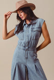 Wide Leg Denim Jumpsuit