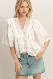 Scalloped Eyelet Babydoll Top
