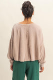 Dropped Shoulder Waffle Knit Top