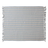Woven Recycled Cotton Blend Striped Throw W Fringe