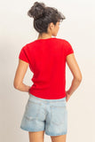 Button Front Short Sleeve Top