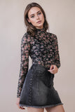 High Neck Sheer Mesh Lace Top