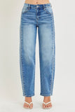 High Rise Embo Detail Jeans