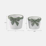 Big Bow Planters, White/gr