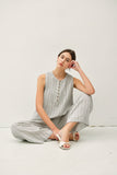 Striped Cotton Gauze Button Up Tank