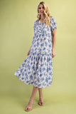 Vintage Floral Tiered Midi Dress