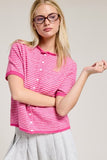 Short Sleeve Striped Cardigan