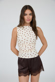 Polka Dot Mesh Knit Top