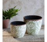Green Damask Planters