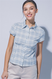 Fitted Plaid Button Front Top