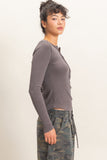 Pigment Dyed Henley Top