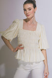 Puff-Sleeve Peplum Top