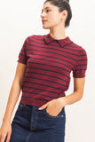 Striped Polo Collar Sweater