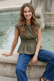 Cap Sleeve Knit Pintuck Top