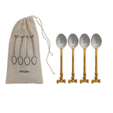 Stainless Steel & Brass Coffee Spoons With Bow Handles