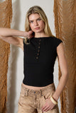 Exposed Seam Henley Knit Top