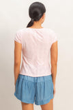 Eyelet Button Front Knit Top