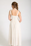 Stripe Smocked Tie Strap Basque Waist Maxi Dress