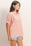 Striped Button Front Blouse