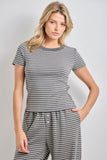 Striped Short Sleeve Knit Top